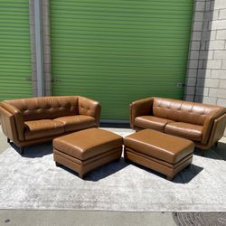 *Free Delivery* Leather Couch Sofa Loveseat Ottoman Set