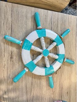New handcrafted carved ships wheel