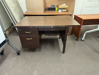 30D x 50W x 29H (inches) Dark Brown Wooden Desk With Compartments