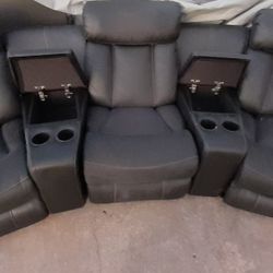 Black 5 Piece Power Recliner Sectional