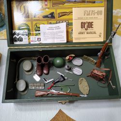 Vintage GI Joe Wooden Footlocker With Accessories 