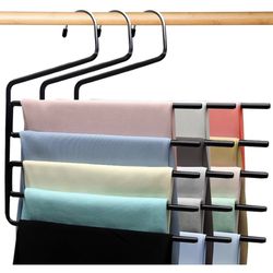 3 Pack Closet-Organizers-and-Storage,5-Tier Closet-Organizer Pants-Hangers-Space-Saving,Dorm Room Essentials for College Students Girls Boys Guys,Non 