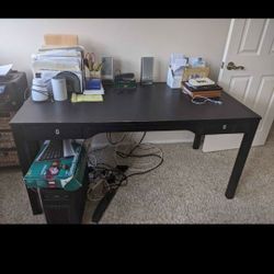 black Desk with 2 drawer and lock and key 59W 30D 30H