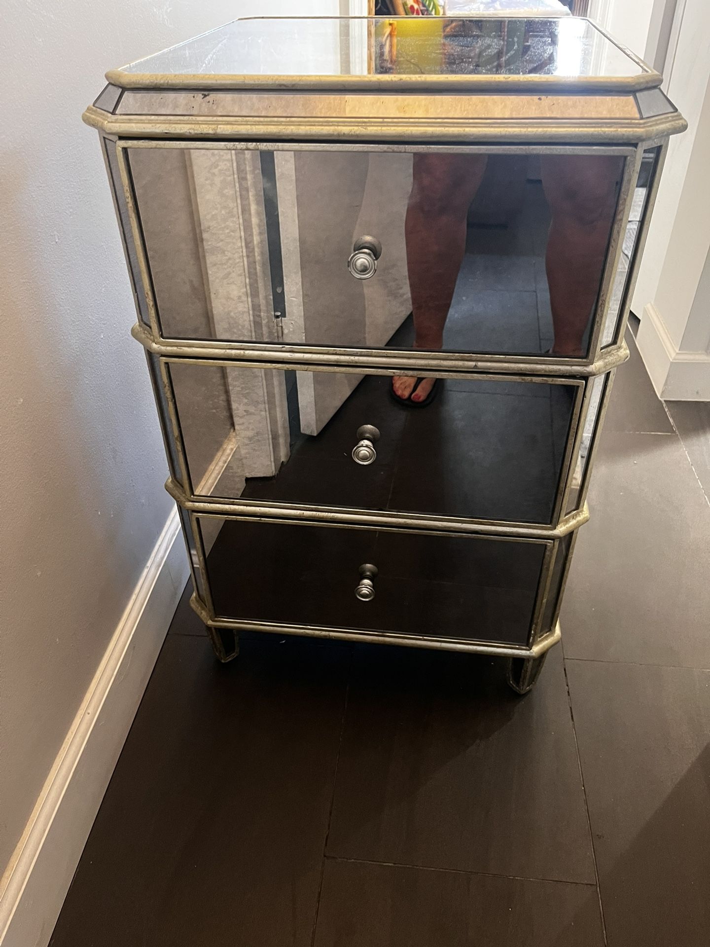 Pair Of Drexel Heritage Mirrored Nightstands
