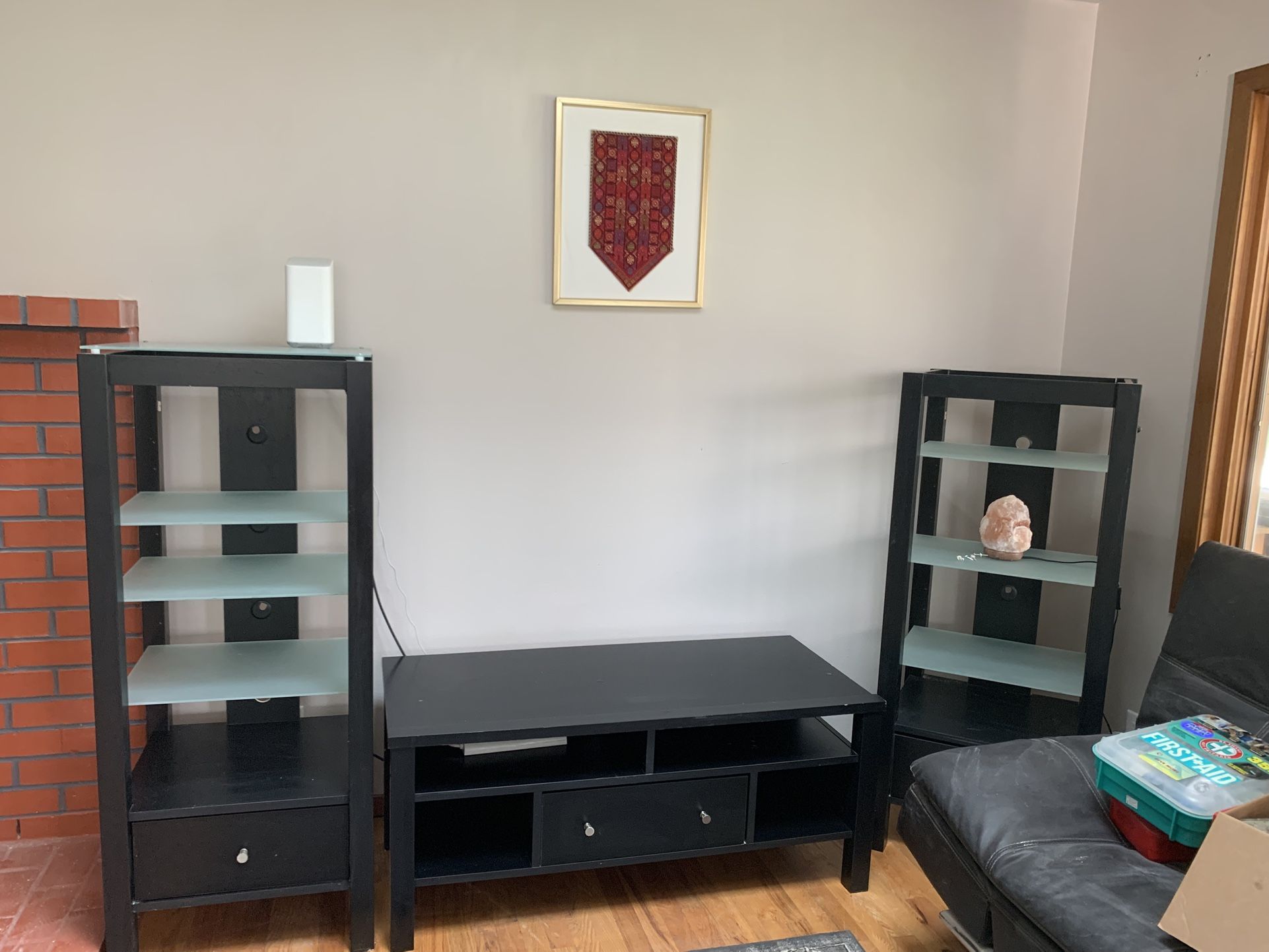 Tv Stand With Two Side Shelves Units