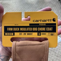 Brand New Carhartt Chore Insulated Dog Coat, Brown, Medium