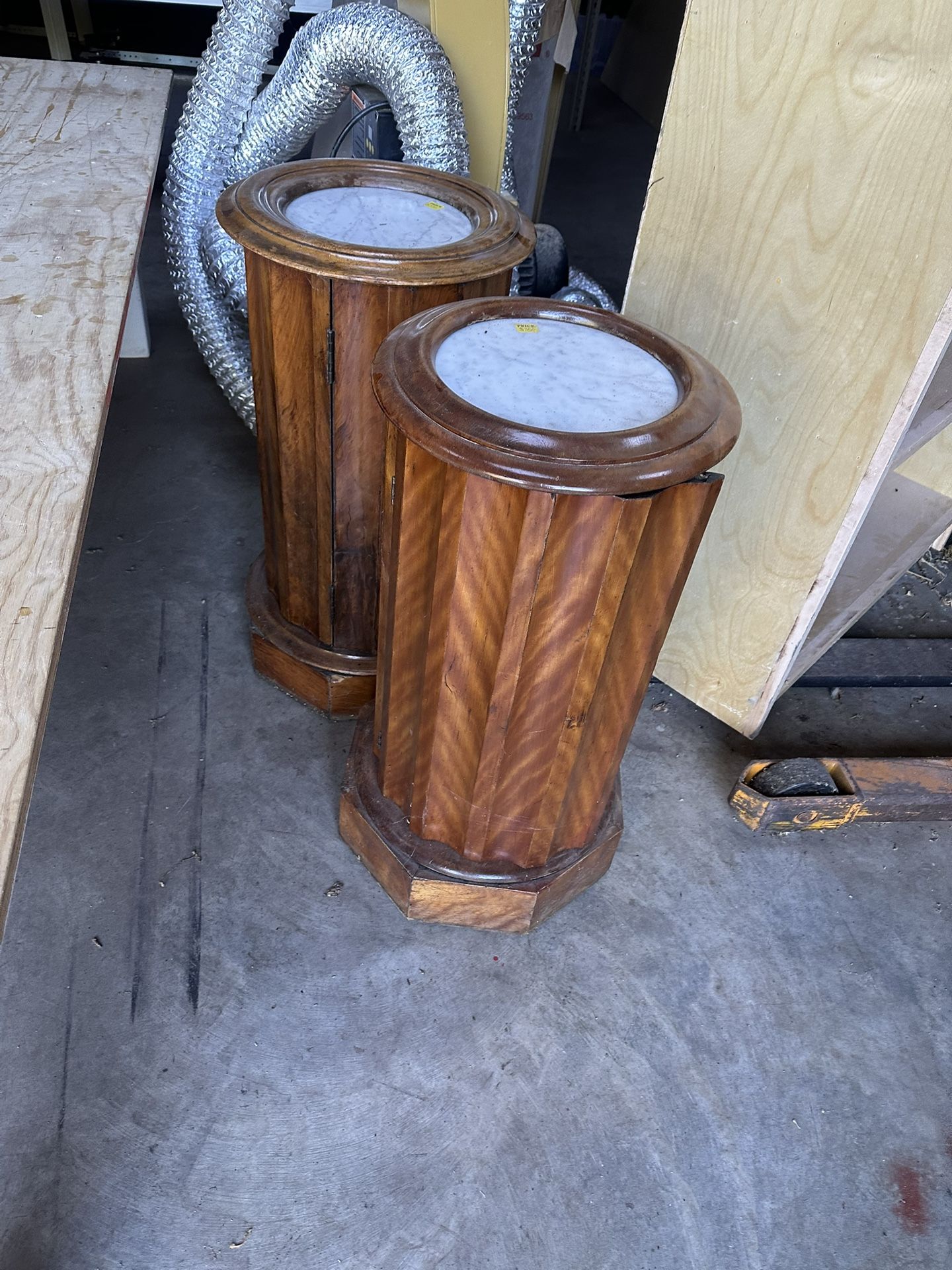 Real Marble Top- Cheery Wood End Tables With Storage