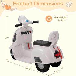 Kids Mini Electric Motorcycle, Ride on Toy, Trainning Power Wheels Toddler Ride on Motorbike with Headlight & Music, Forward/Reverse, Non-Slip Tires f