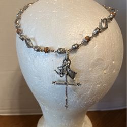 Lucky Brand Silver Link & Beads Cross