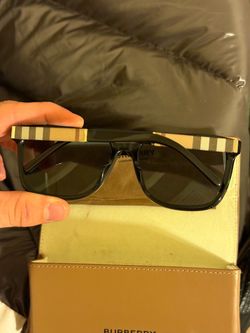 Burberry Square Sunglasses with Plaid Detail