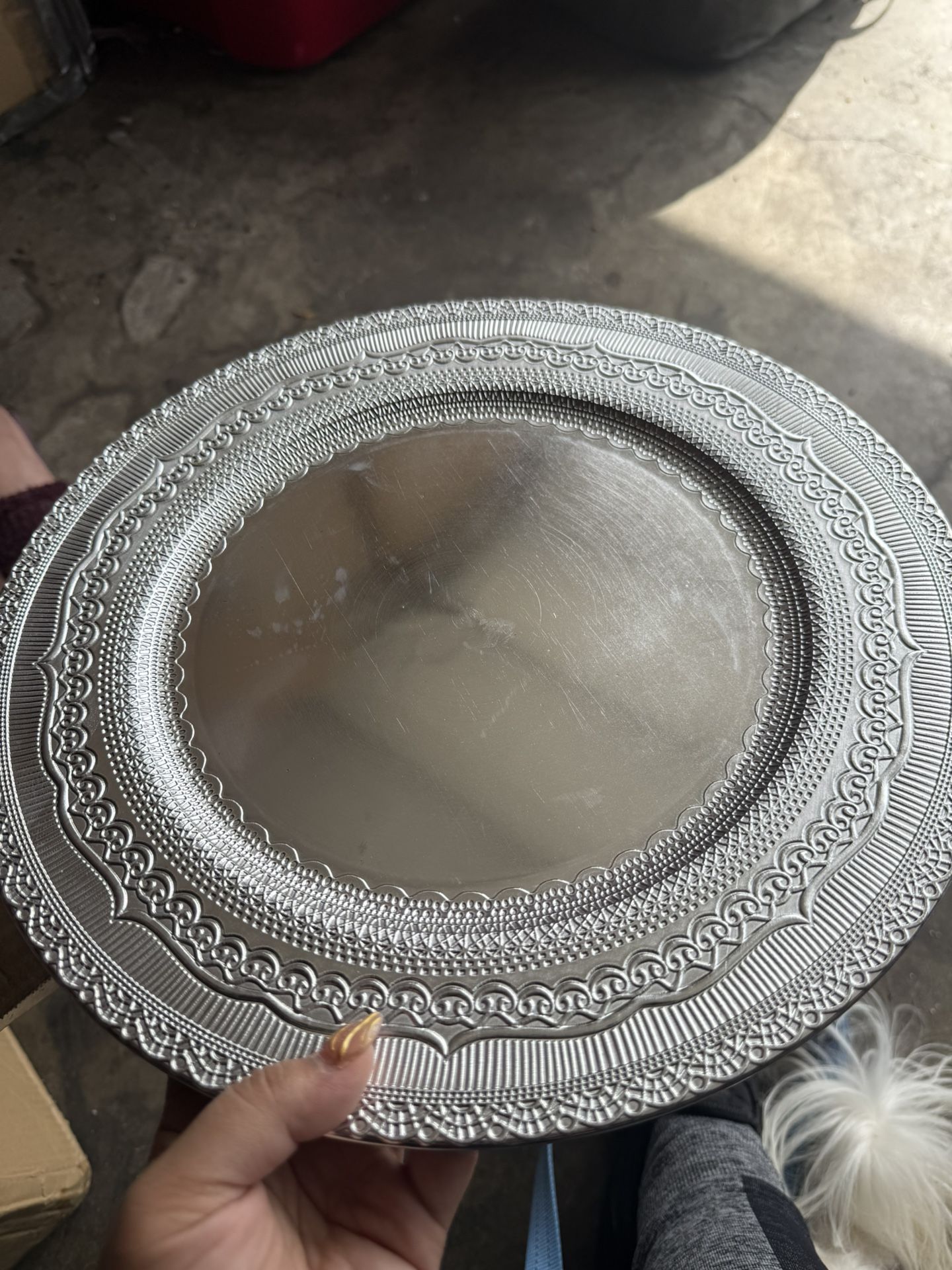 Vintage Lace Silver Charger Plates