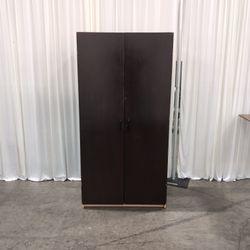 Dark Brown Two-Door Storage Cabinet with Shelves