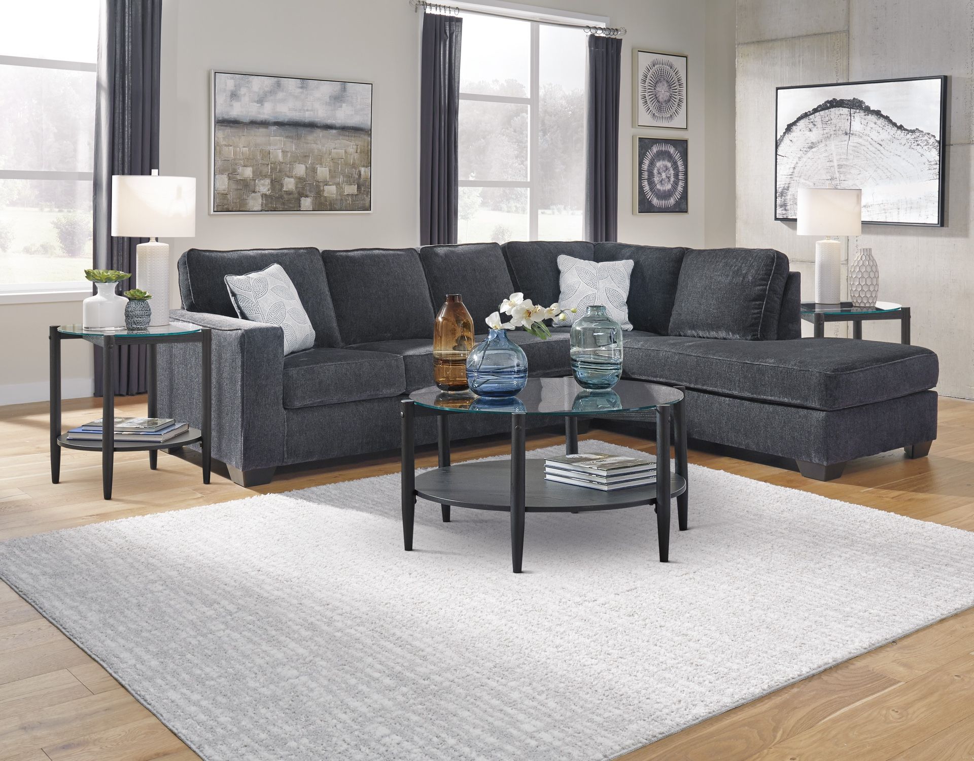 2 Piece Sectional In Slate Or Alloy Grey