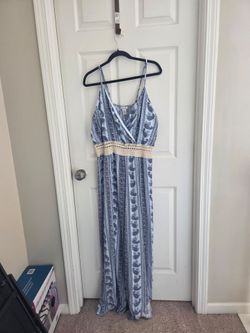 Blue Paisley Maxi Dress with Crochet Waist