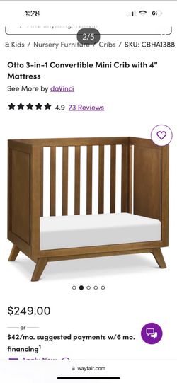 Otto 3 in 1 Convertible Mini crib