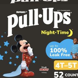 Pull-Ups Boys' Night-Time Potty Training Pants, Size 4T-5T Overnight Training Underwear (38-50 lbs), 52 Ct