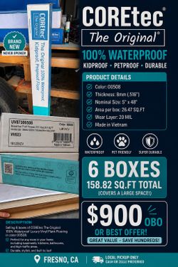 🏠✨ BRAND NEW COREtec Waterproof Luxury Vinyl Flooring ✨🏠
