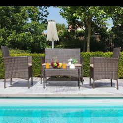 Furmax Polyethylene (PE) Wicker 4 - Person Seating Group With Cushions