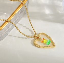 N294- Romantic Star Heart Shape Necklace!