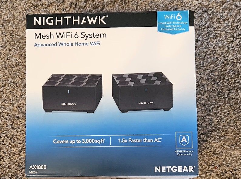 NETGEAR Nighthawk Advanced Whole Home Mesh WiFi 6 System (MK62)– AX1800 Router with 1 Satellite Extender, Coverage up to 3,000 sq. ft. and 25+ devices
