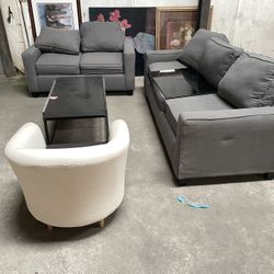 Gray Sofa Set With Coffee Table $ Accent Fair