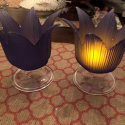 2 Tulip Like Candle Holders 