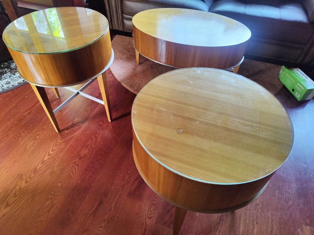 3 Piece Mid Century Wood Table Set OBO