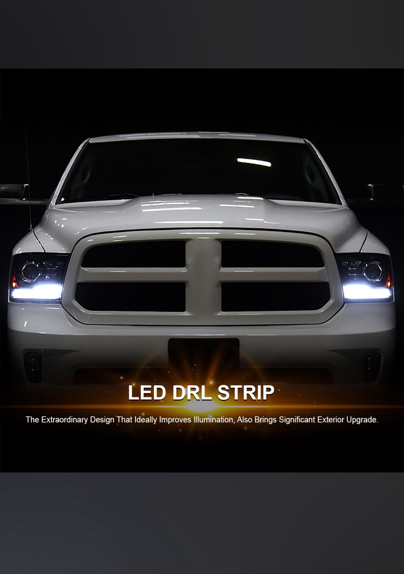 2009 To 2019 DODGE RAM 1500 / 2500 / 3500 Chrome Projector Headlights with Sequential LED DRL