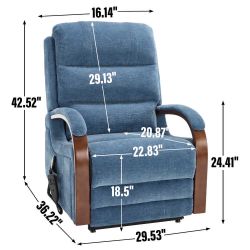 #483ab，#484ab- Power Lift Recliner Chair Dual Motor Infinite Position with Solid Wood Armrests, Heat Massage and Heavy Duty Motion Mechanism - Blue