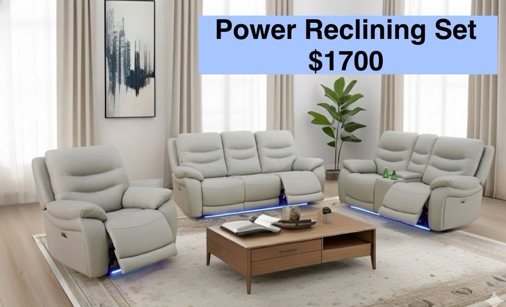 💥FREE DELIVERY💥Brand New POWER, LED, USB 3PC Reclining Sofa Loveseat Chair Set