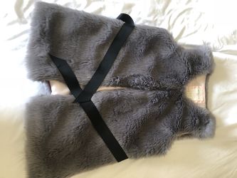 grey fur vest girls size 11/12