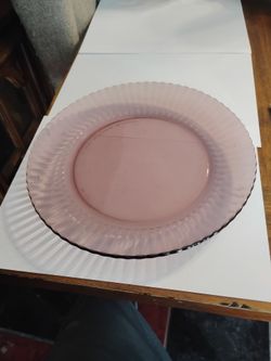 Fortecrisa mexico pink purple depression glass 10"dinner plate set of 2