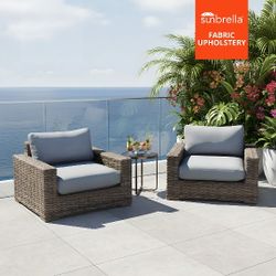 Outdoor Weather Rattan Wicker Deep Seating Stationary Chairs (Set of 2)