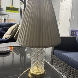 Mid-century cut glass and brass lamp