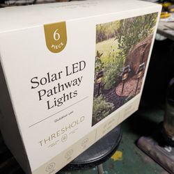 Solar Led Pathway Lights Six Piece Set Solar Powered Warm Light