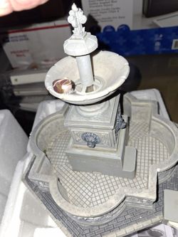 Lemax Village Fountain With 2 Trees