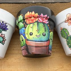 Hand Painted Cactus Pot Stocking Stuffer