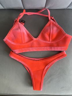 Size XS Orange Pink 2 Pcs Swim Suit