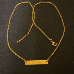 17” Gold Plated Stainless Steel Plate Necklace (Dream)…by JOOK AND NONA