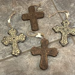 3 Cross ornaments And 2 Nativity Sticker Sets