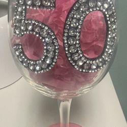 “50” In Crystals Wine Glass