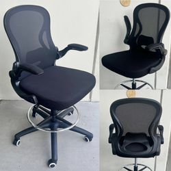 New In Box Seat Height Adjustable From 23 To 29 Inch High Seating Computer Drafting Draft Mesh Chair Black Office Furniture