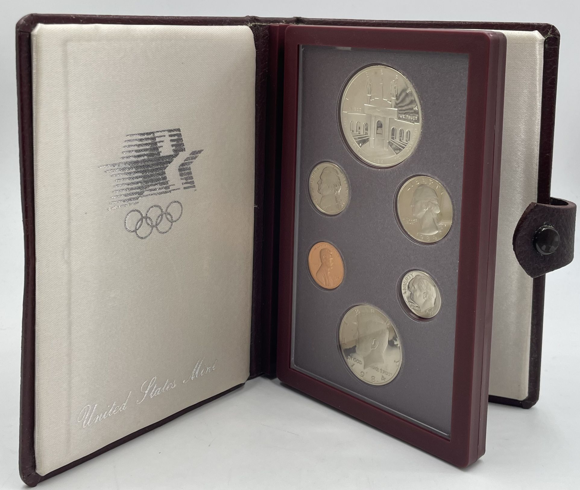 1984 Prestige Proof Set Olympic Silver Dollar U.S Mint With...