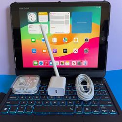 Apple IPad 9th Generation (10.2” Retina /Touch ID /IOS 18/ 2021 Model) 64GB with Pen, Keyboard  & Accessories 