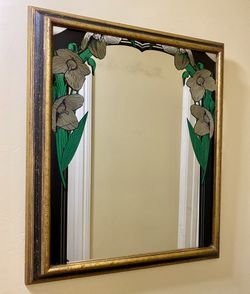 Antique Art Deco Mirror, Large Framed Wall Mirror