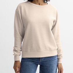 Women's Sonoma Goods For Life® Ottoman Waffle Crewneck Tee. Color is Desert Canopy XXL (Johnstown OH)