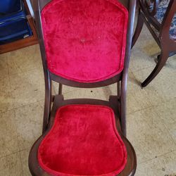 Vintage Red Velvet Fold Up Chair Brand New Thumbnail