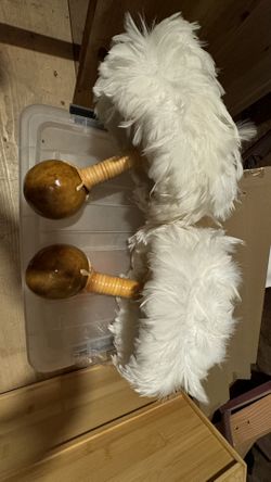 2 Hawaiian Uli Uli Dance Maracas All White 