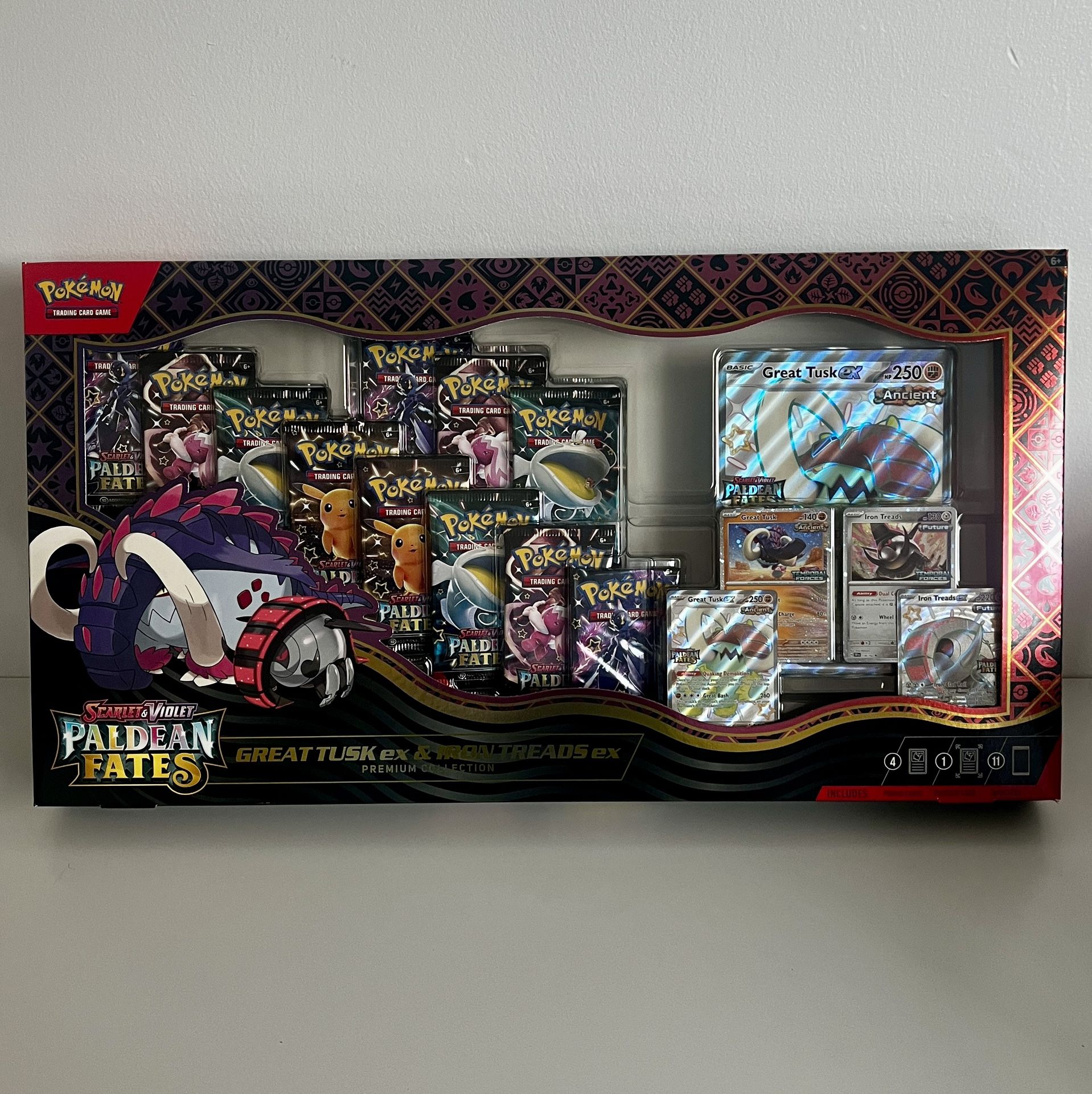 2025 Pokemon Scarlet & Violet Paldean Fates Great Tusk ex & Iron Treads ex Premium Collection Box