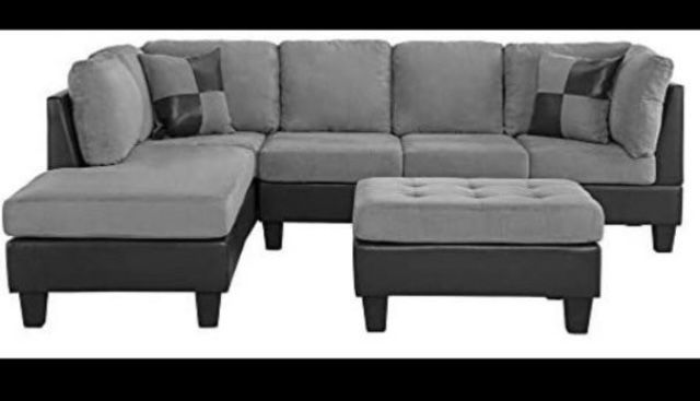 Gray Suede Sectional 